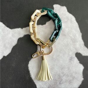 FORREST AND Tan Chain Link Bracelet Keychain